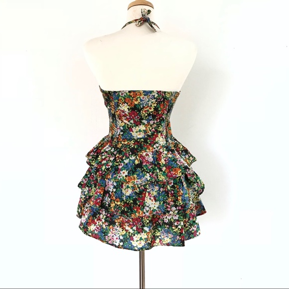 SOLD. Floral Sweetheart Bust Layered Ruffle Dress - Picture 2 of 5